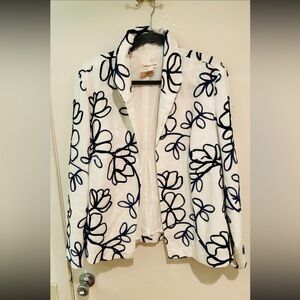Coldwater Creek White Blazer with Navy Floral Design size 22